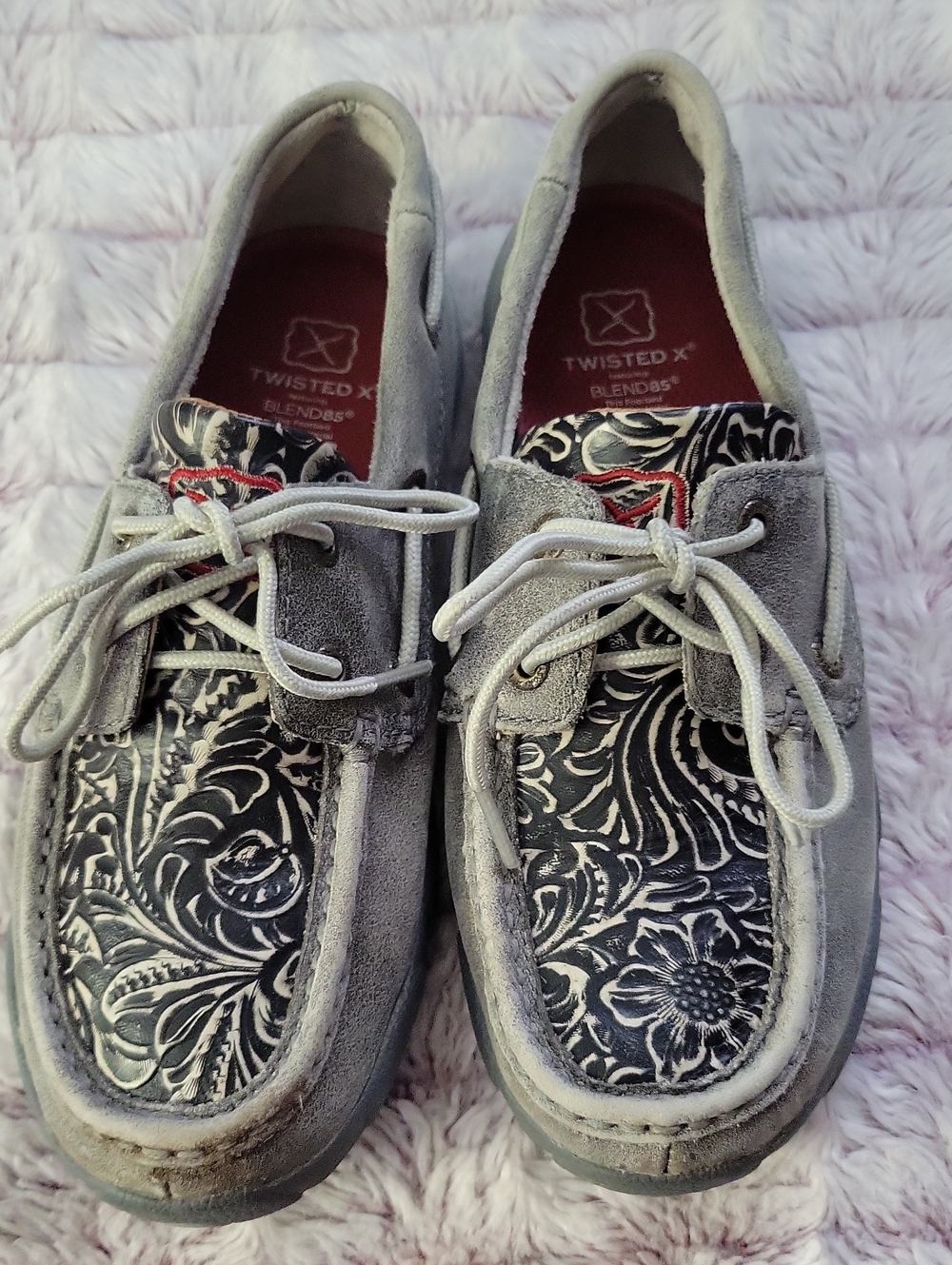 Twisted X Womens 6M Floral Tooled Leather Driving Mocs Western Cowgirl Shoes